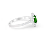 Oval Wedding Ring Vintage Round Simulated Cubic Zirconia 925 Sterling Silver