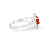 Oval Wedding Ring Vintage Round Simulated Cubic Zirconia 925 Sterling Silver