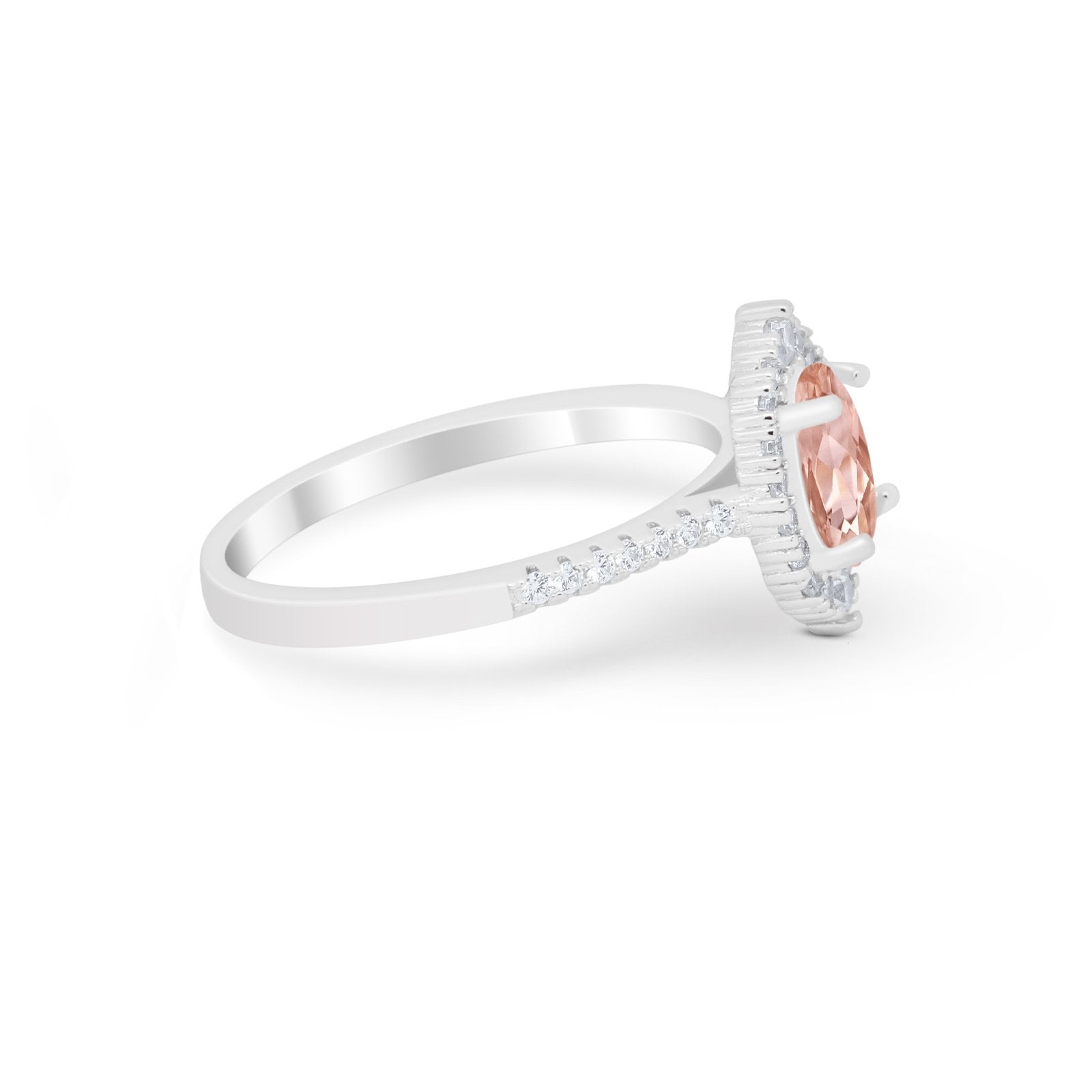 Oval Wedding Ring Vintage Round Simulated Cubic Zirconia 925 Sterling Silver