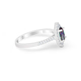 Oval Wedding Ring Vintage Round Simulated Cubic Zirconia 925 Sterling Silver