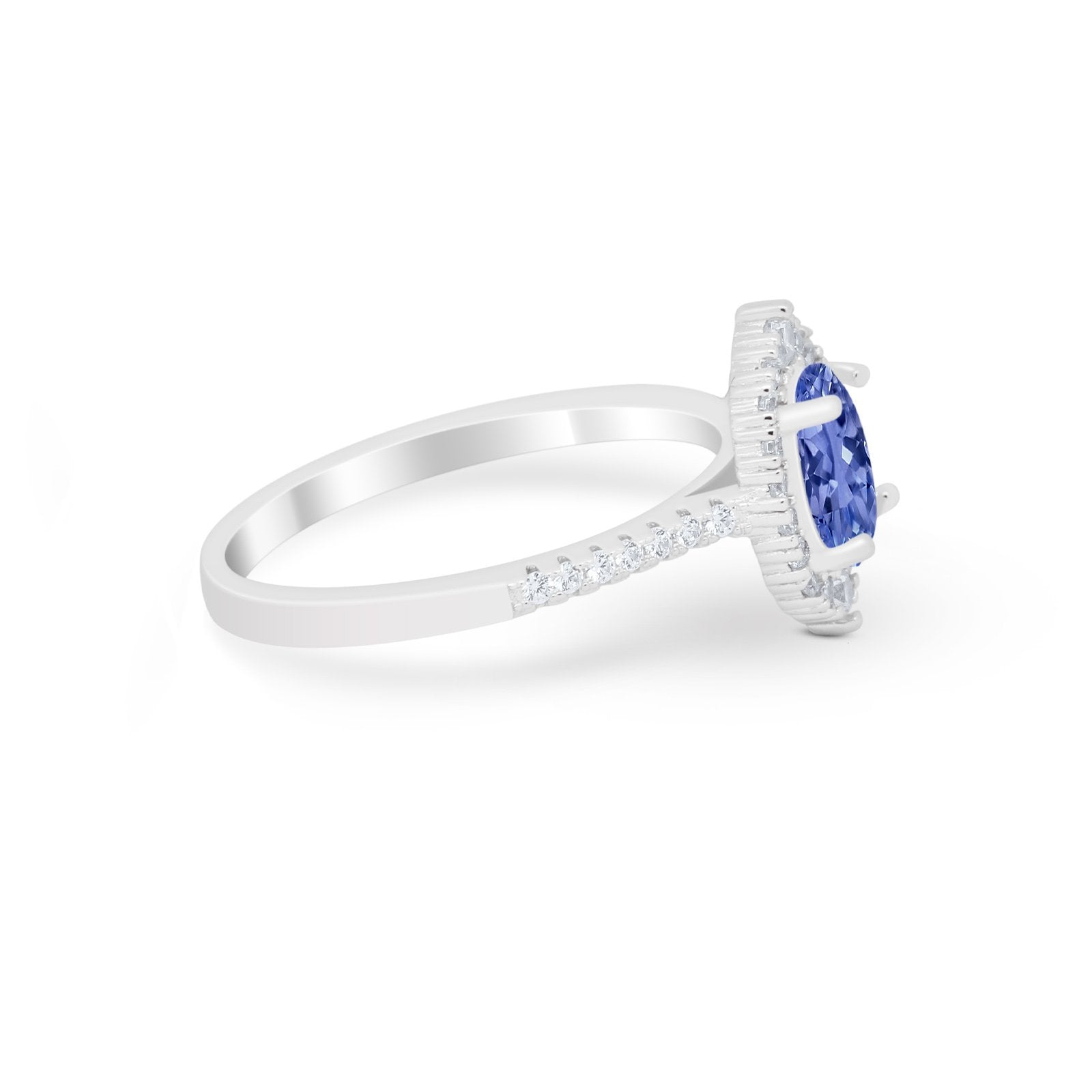 Oval Wedding Ring Vintage Round Simulated Cubic Zirconia 925 Sterling Silver