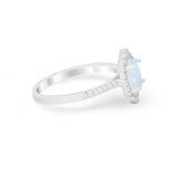 Oval Wedding Ring Vintage Round Simulated Cubic Zirconia 925 Sterling Silver