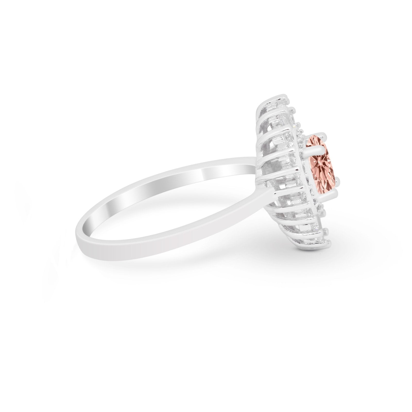 Art Deco Wedding Engagement Bridal Ring Baguette Round CZ 925 Sterling Silver