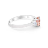 Three Stone Wedding Ring Pear Round Simulated Cubic Zirconia 925 Sterling Silver