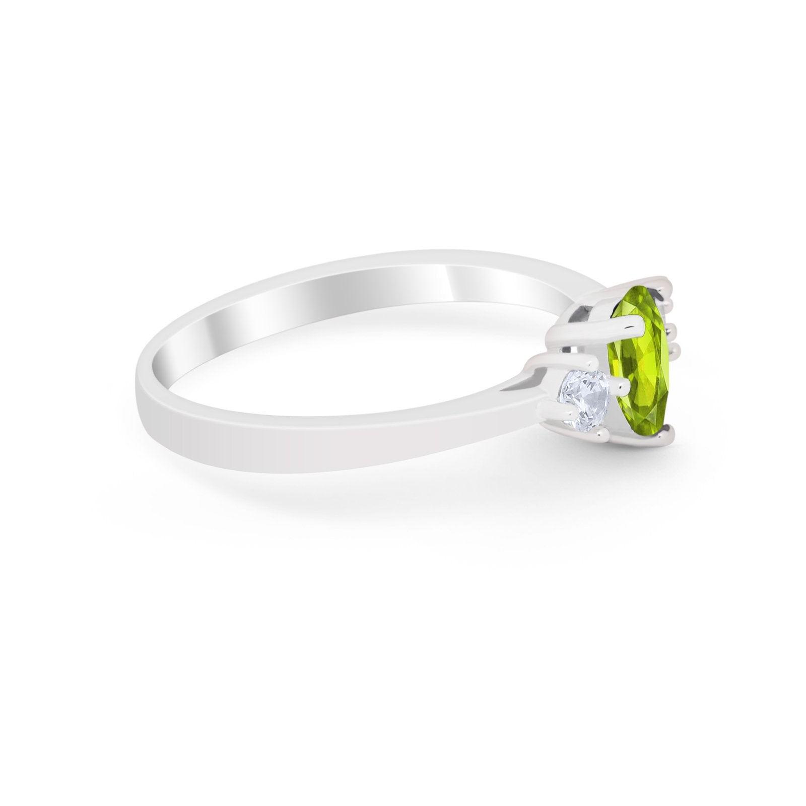 Three Stone Wedding Ring Pear Round Simulated Cubic Zirconia 925 Sterling Silver
