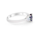 Three Stone Wedding Ring Pear Round Simulated Cubic Zirconia 925 Sterling Silver