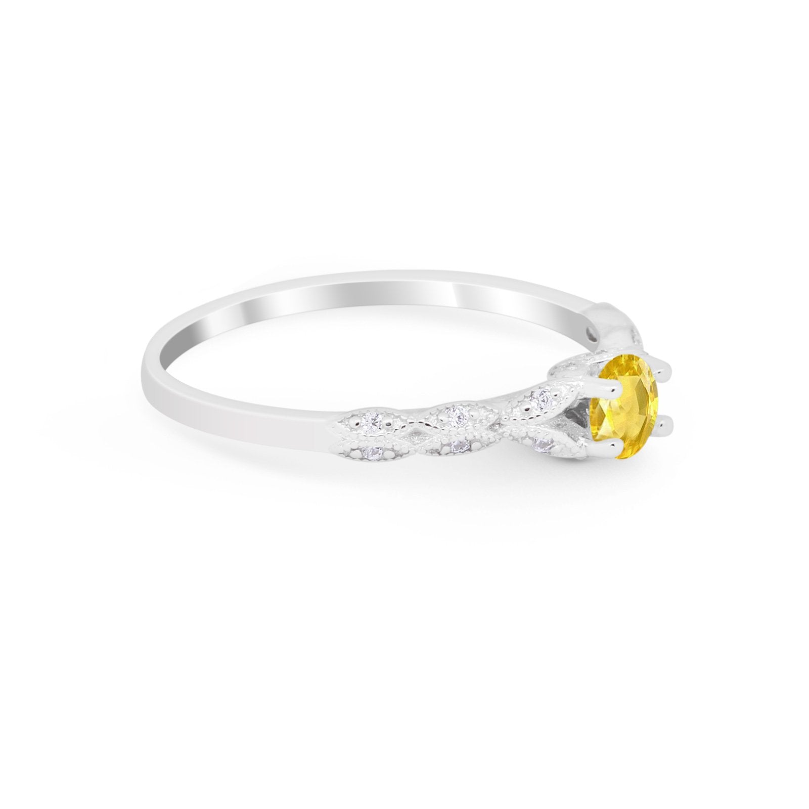 Petite Dainty Art Deco Wedding Engagement Ring Round CZ 925 Sterling Silver