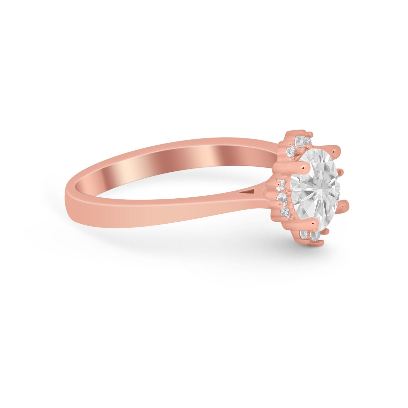 Halo Floral Art Deco Wedding Engagement Ring Round CZ 925 Sterling Silver