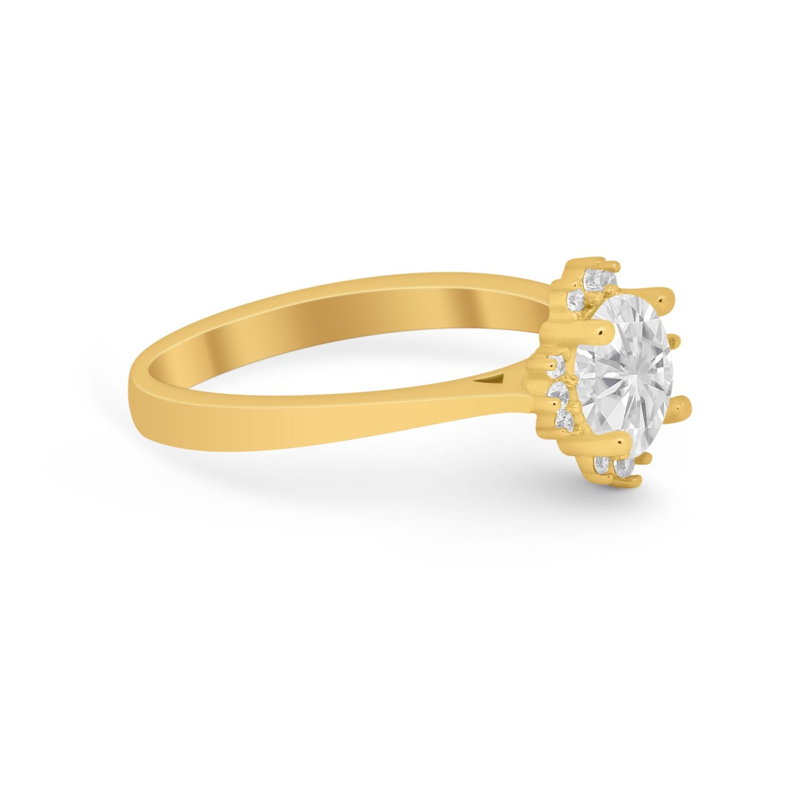 Halo Floral Art Deco Wedding Engagement Ring Round CZ 925 Sterling Silver