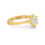 Halo Floral Art Deco Wedding Engagement Ring Round CZ 925 Sterling Silver
