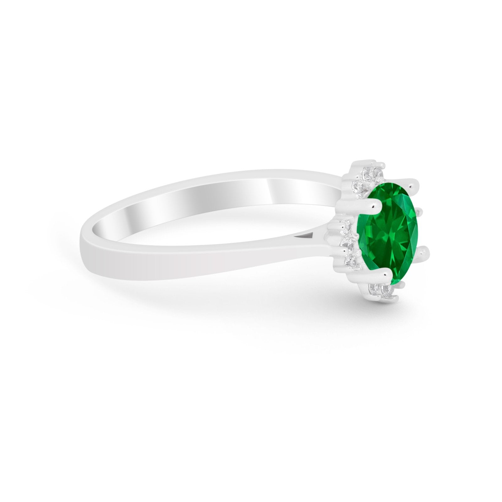 Halo Floral Art Deco Wedding Engagement Ring Round CZ 925 Sterling Silver