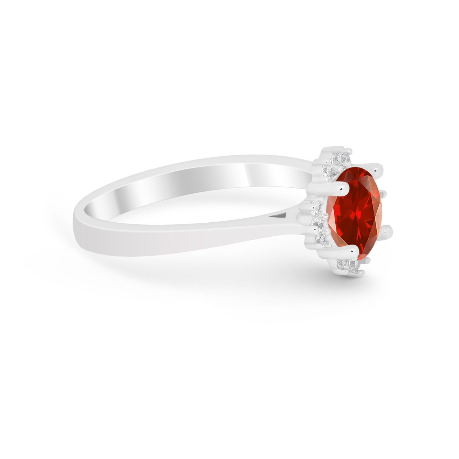 Halo Floral Art Deco Wedding Engagement Ring Round CZ 925 Sterling Silver