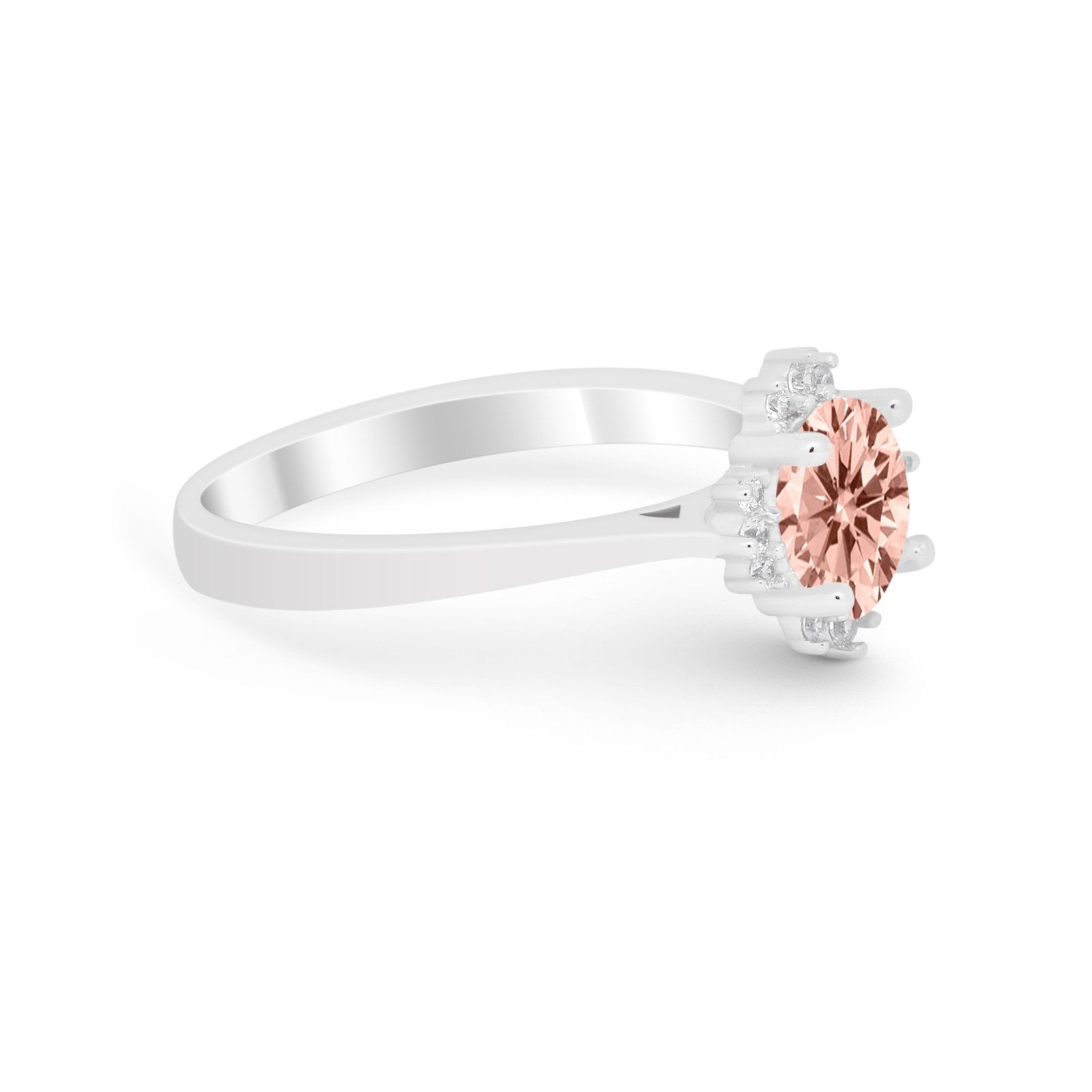 Halo Floral Art Deco Wedding Engagement Ring Round CZ 925 Sterling Silver