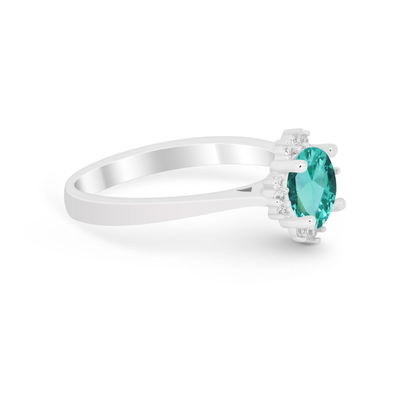 Halo Floral Art Deco Wedding Engagement Ring Round CZ 925 Sterling Silver