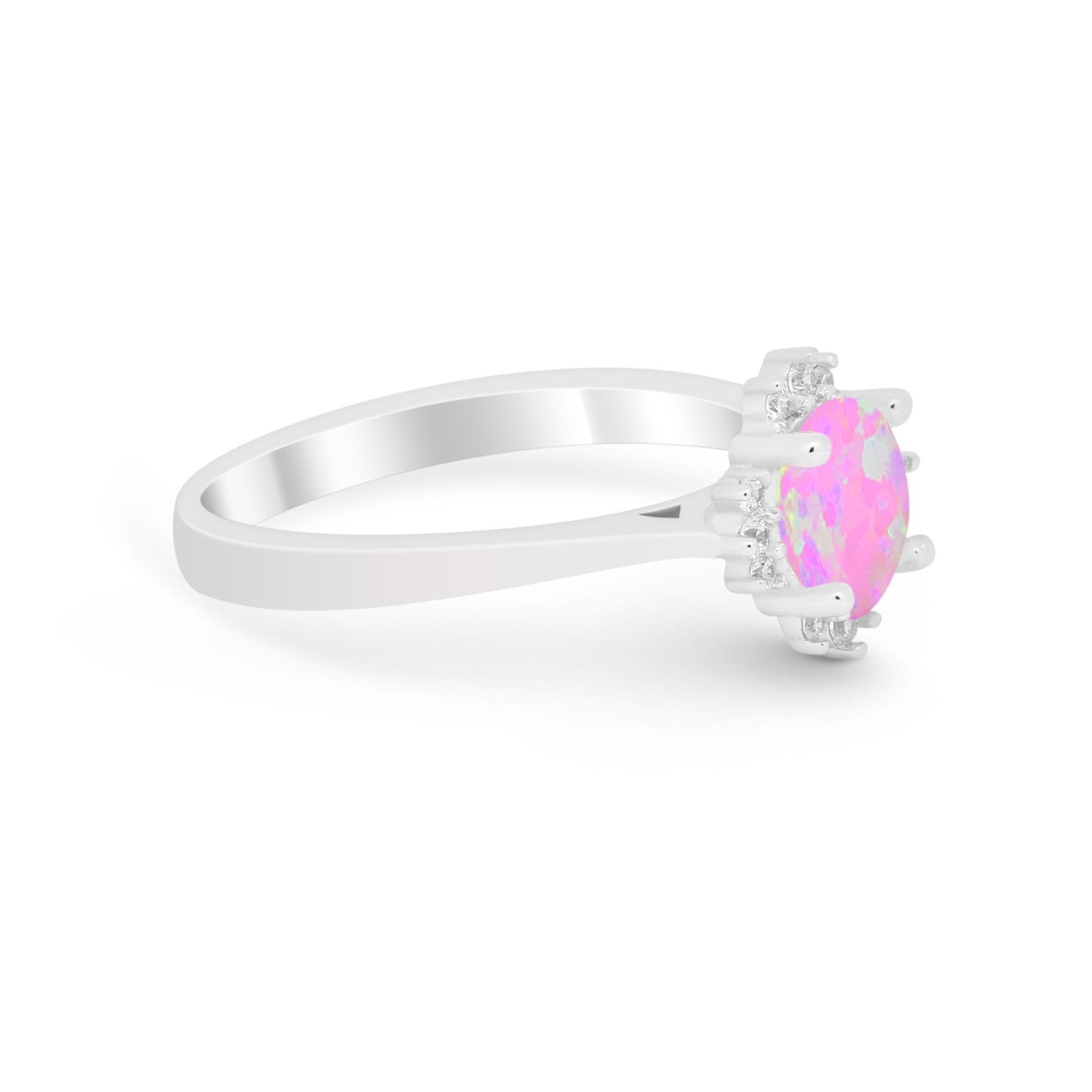 Halo Floral Art Deco Wedding Engagement Ring Round CZ 925 Sterling Silver