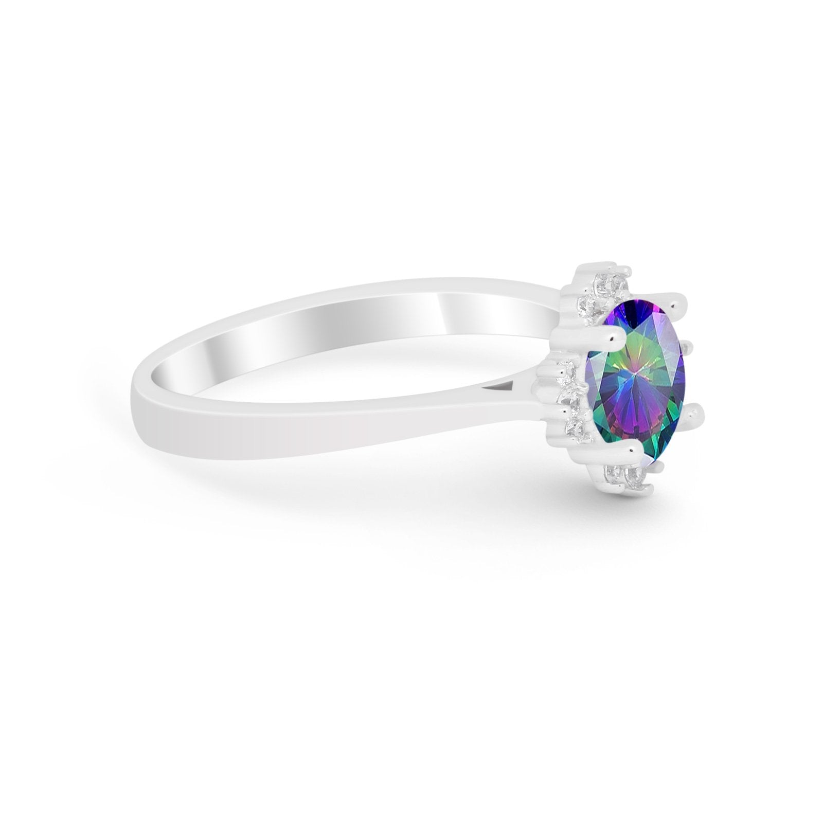 Halo Floral Art Deco Wedding Engagement Ring Round CZ 925 Sterling Silver