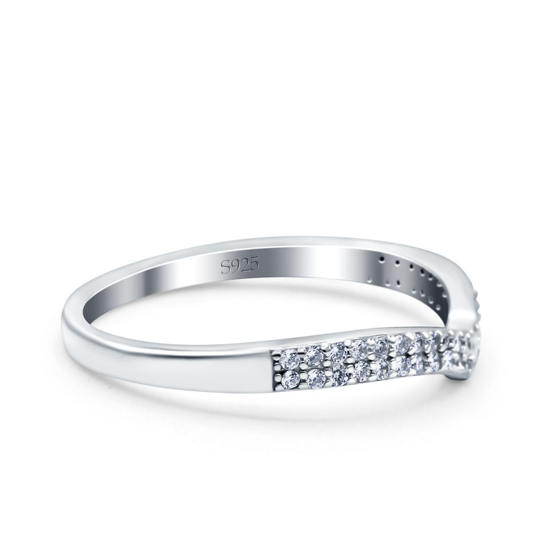 Half Eternity Ring Wedding Engagement Band Round Pave Simulated CZ 925 Sterling Silver (5mm)
