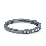 Half Eternity Ring Wedding Engagement Band Round Pave Simulated CZ 925 Sterling Silver (2.5mm)