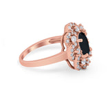 Art Deco Wedding Ring Halo Round Simulated Cubic Zirconia 925 Sterling Silver