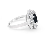 Art Deco Wedding Ring Halo Round Simulated Cubic Zirconia 925 Sterling Silver