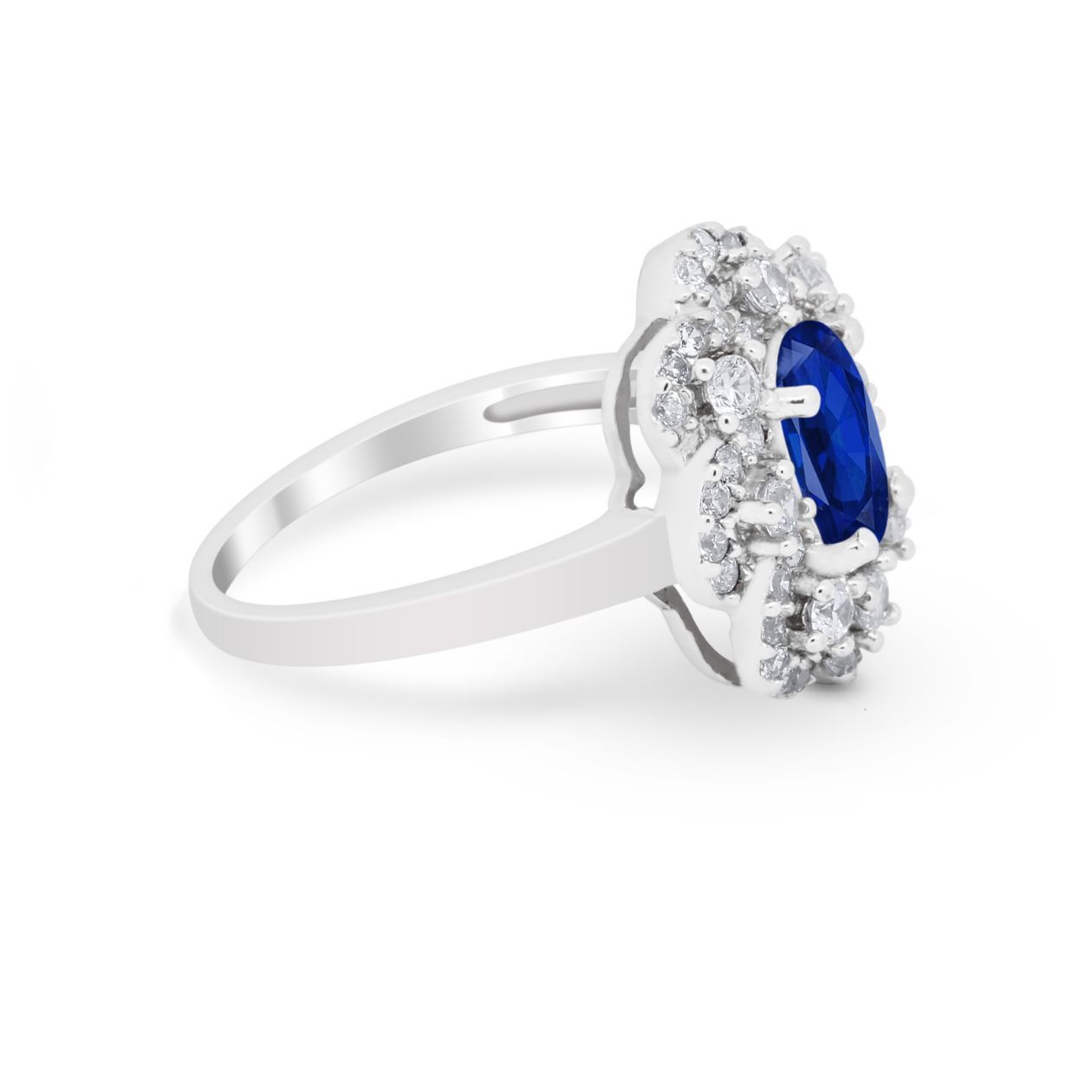 Art Deco Wedding Ring Halo Round Simulated Cubic Zirconia 925 Sterling Silver