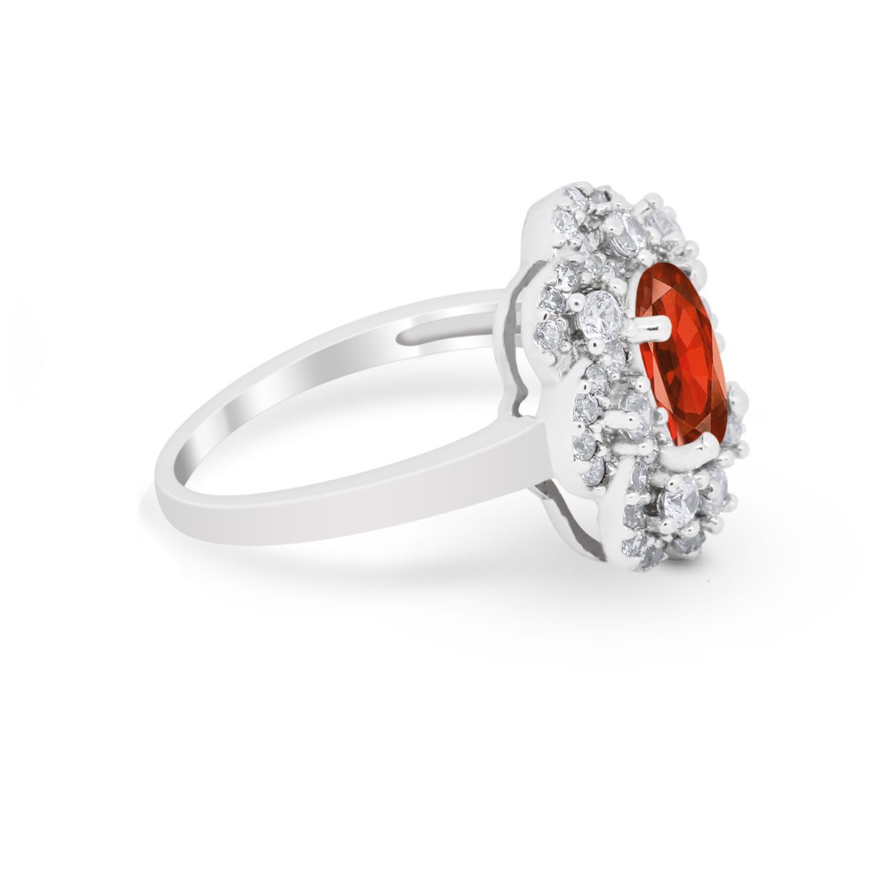 Art Deco Wedding Ring Halo Round Simulated Cubic Zirconia 925 Sterling Silver