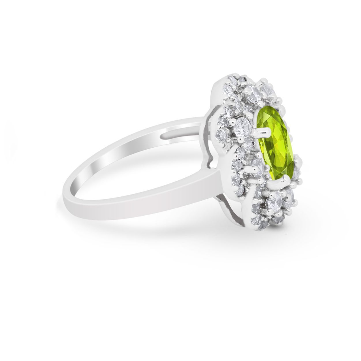 Art Deco Wedding Ring Halo Round Simulated Cubic Zirconia 925 Sterling Silver