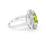 Art Deco Wedding Ring Halo Round Simulated Cubic Zirconia 925 Sterling Silver