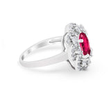 Art Deco Wedding Ring Halo Round Simulated Cubic Zirconia 925 Sterling Silver