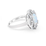 Art Deco Wedding Ring Halo Round Simulated Cubic Zirconia 925 Sterling Silver