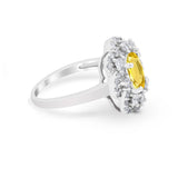 Art Deco Wedding Ring Halo Round Simulated Cubic Zirconia 925 Sterling Silver