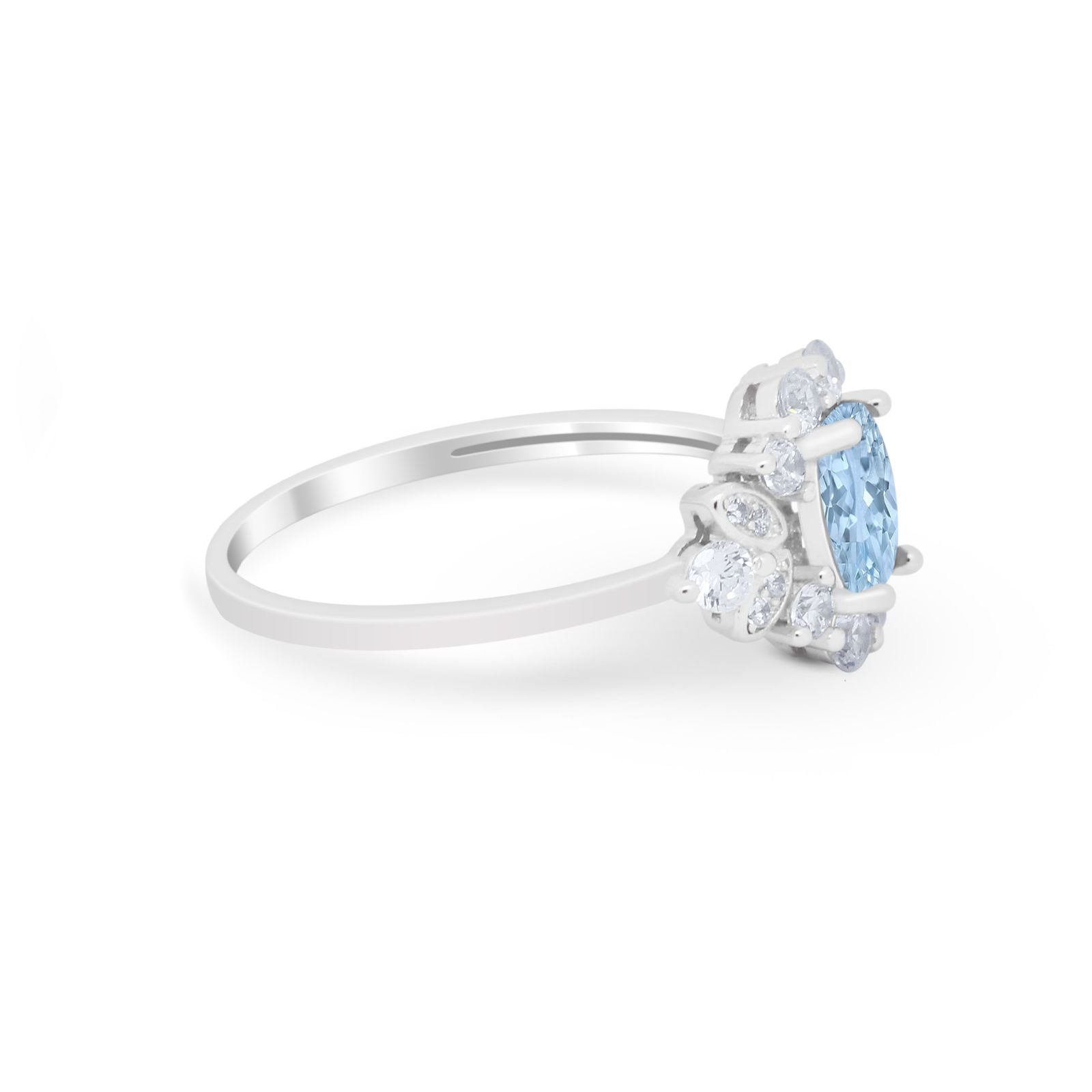 Oval Wedding Ring Vintage Round Simulated Cubic Zirconia 925 Sterling Silver