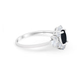 Oval Wedding Ring Vintage Round Simulated Cubic Zirconia 925 Sterling Silver