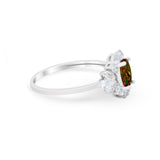 Oval Wedding Ring Vintage Round Simulated Cubic Zirconia 925 Sterling Silver