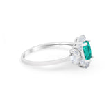 Oval Wedding Ring Vintage Round Simulated Cubic Zirconia 925 Sterling Silver
