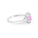 Oval Wedding Ring Vintage Round Simulated Cubic Zirconia 925 Sterling Silver