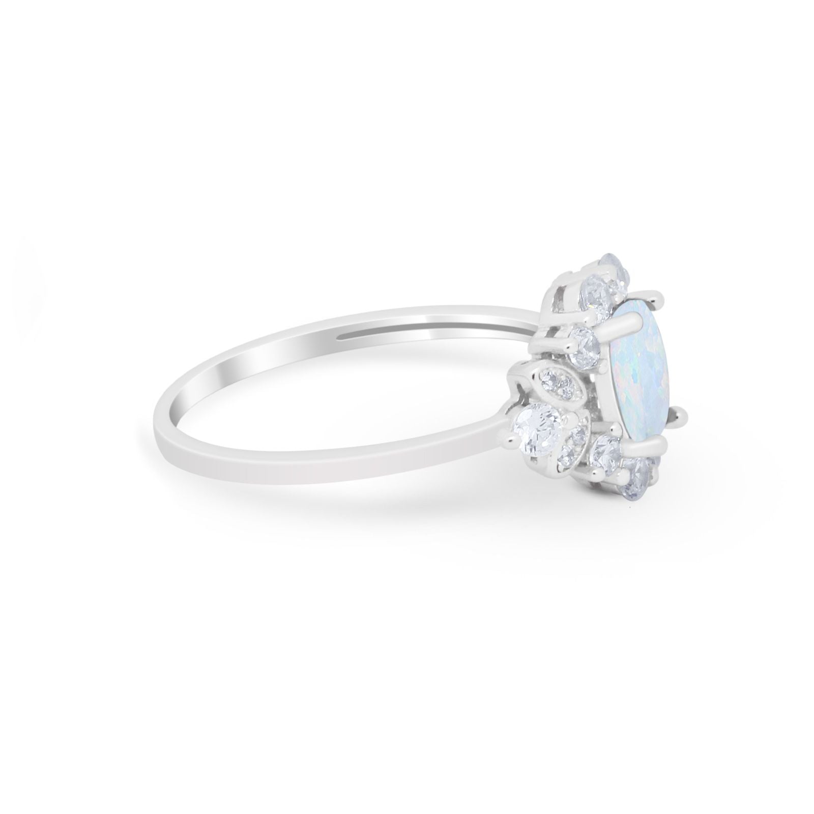 Oval Wedding Ring Vintage Round Simulated Cubic Zirconia 925 Sterling Silver