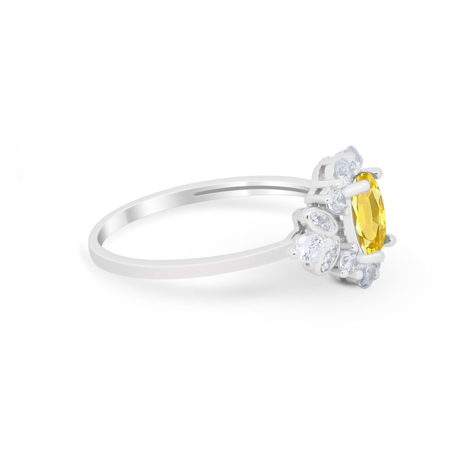 Oval Wedding Ring Vintage Round Simulated Cubic Zirconia 925 Sterling Silver
