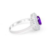 Art Deco Wedding Ring Oval Round Simulated Cubic Zirconia 925 Sterling Silver