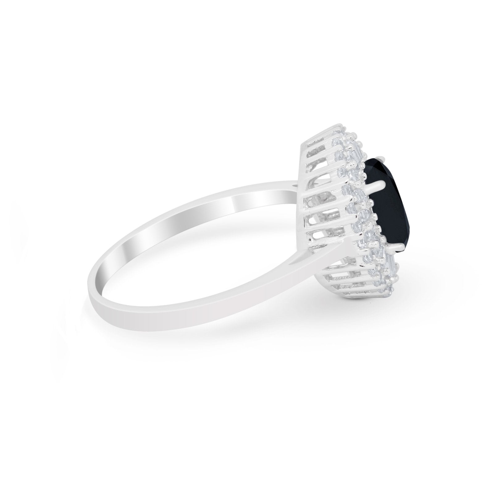 Art Deco Wedding Ring Oval Round Simulated Cubic Zirconia 925 Sterling Silver