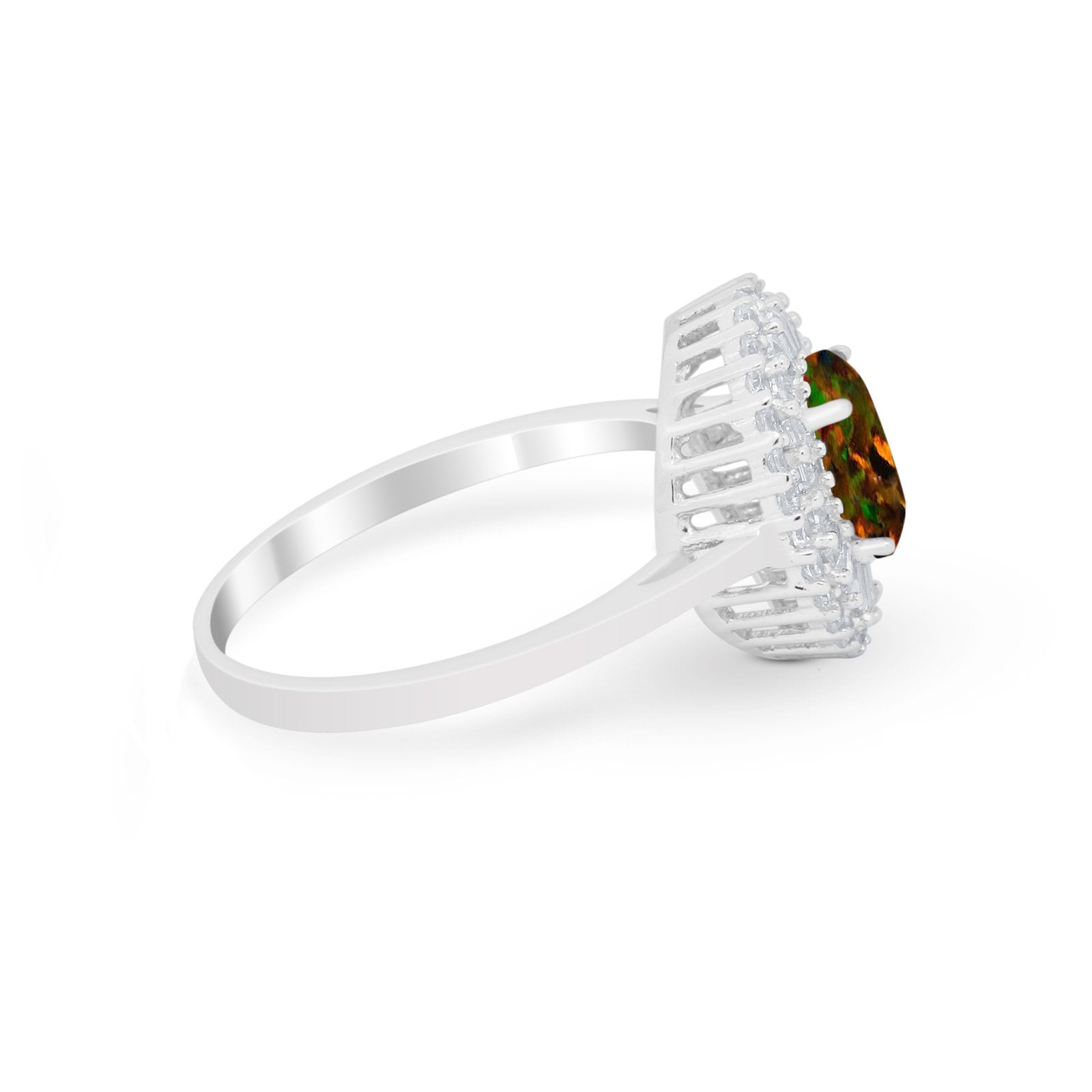 Art Deco Wedding Ring Oval Round Simulated Cubic Zirconia 925 Sterling Silver