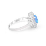 Art Deco Wedding Ring Oval Round Simulated Cubic Zirconia 925 Sterling Silver
