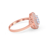 Art Deco Wedding Ring Oval Round Simulated Cubic Zirconia 925 Sterling Silver
