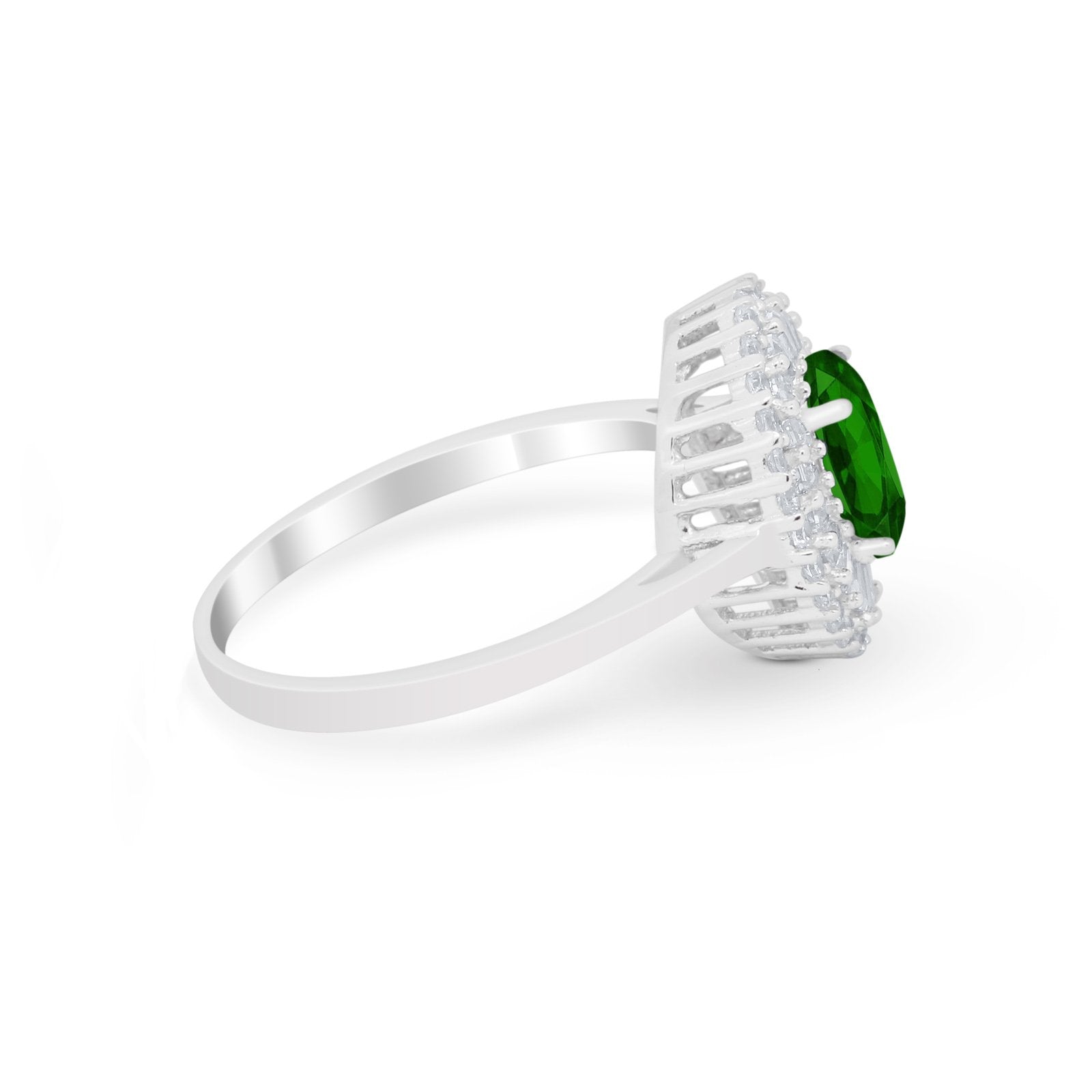 Art Deco Wedding Ring Oval Round Simulated Cubic Zirconia 925 Sterling Silver