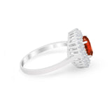 Art Deco Wedding Ring Oval Round Simulated Cubic Zirconia 925 Sterling Silver
