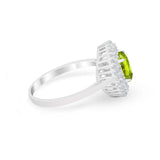 Art Deco Wedding Ring Oval Round Simulated Cubic Zirconia 925 Sterling Silver