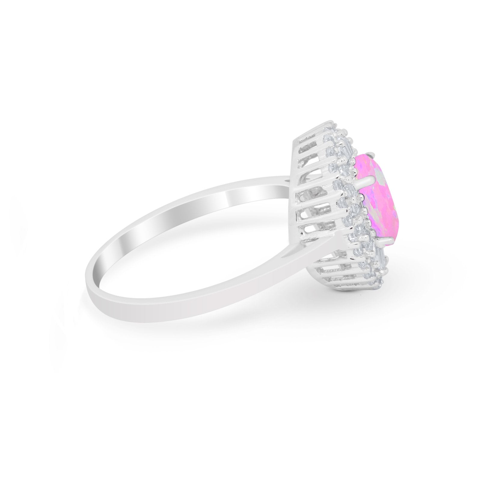 Art Deco Wedding Ring Oval Round Simulated Cubic Zirconia 925 Sterling Silver