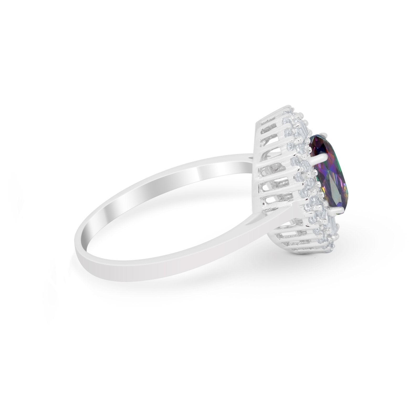 Art Deco Wedding Ring Oval Round Simulated Cubic Zirconia 925 Sterling Silver