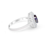 Art Deco Wedding Ring Oval Round Simulated Cubic Zirconia 925 Sterling Silver