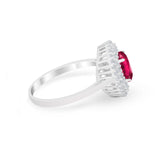 Art Deco Wedding Ring Oval Round Simulated Cubic Zirconia 925 Sterling Silver